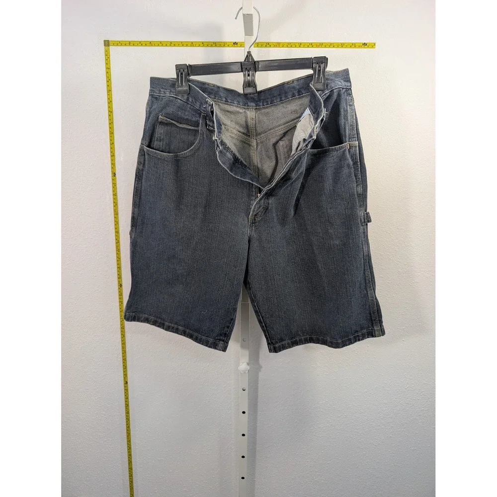 Wrangler Mens Carpenter Denim Shorts Dark Wash‎ Blue Cotton Utility 34 64WC2BI